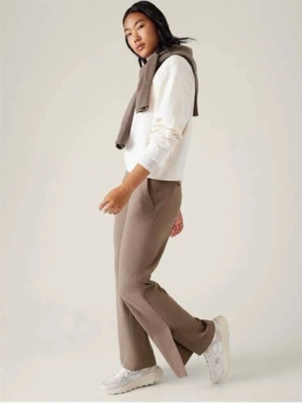 Athleta Venice Flare Pant | Warm Taupe/Mushroom/Tan | Split Hem | Size SP